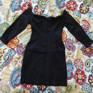 Black denim off-the-shoulder dress